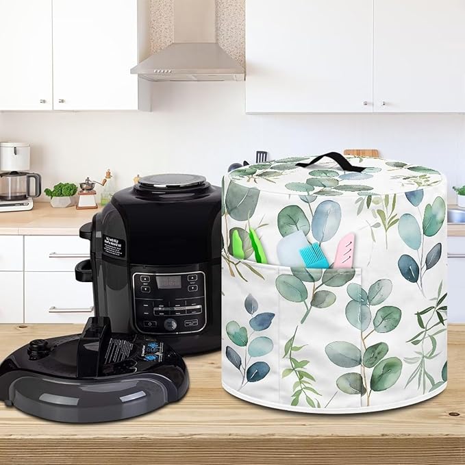 Green Leaf Dust Cover Instant Pot Heavy Duty Waterproof Dust Pressure Cooker Cover Case for Instant Pot Pressure Cooker Instant Pot Appliance Covers Pressure Cooker Size S
