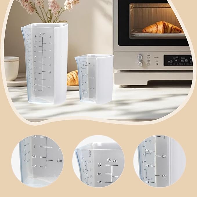2Pcs Measuring Cups Containers Versatile Silicone 750ml 250ml Kitchen Tools Liquid Flour Milk Measuring Cups for Cooking