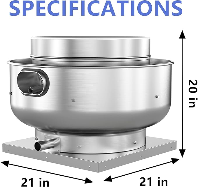 Food Truck Low Profile Exhaust Hood System Includes a 7FT Commercial Kitchen Exhaust Hood and an 0.5HP Restaurant Hood Grease Rated Roof Exhaust Fan