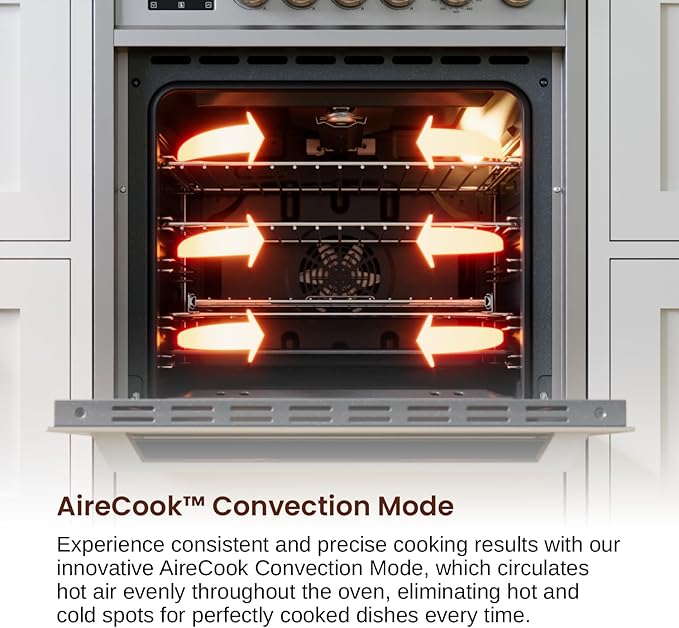 Rangaire RRG241TS 24" Gas Range Oven with Timer - Stainless Steel, Sealed Burners, Convection Fan, Easy Reach Racks