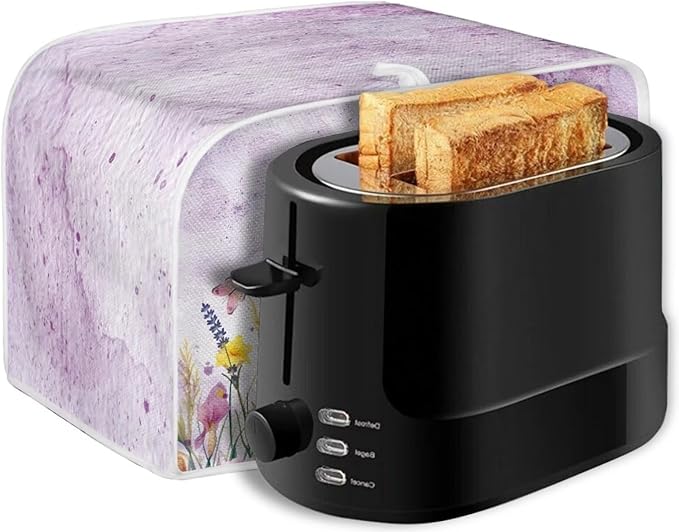 Bunny Flower Print 2 Slice Toaster Cover Fingerprint Protection Waterproof Stain Resistant Toaster Dust Protector