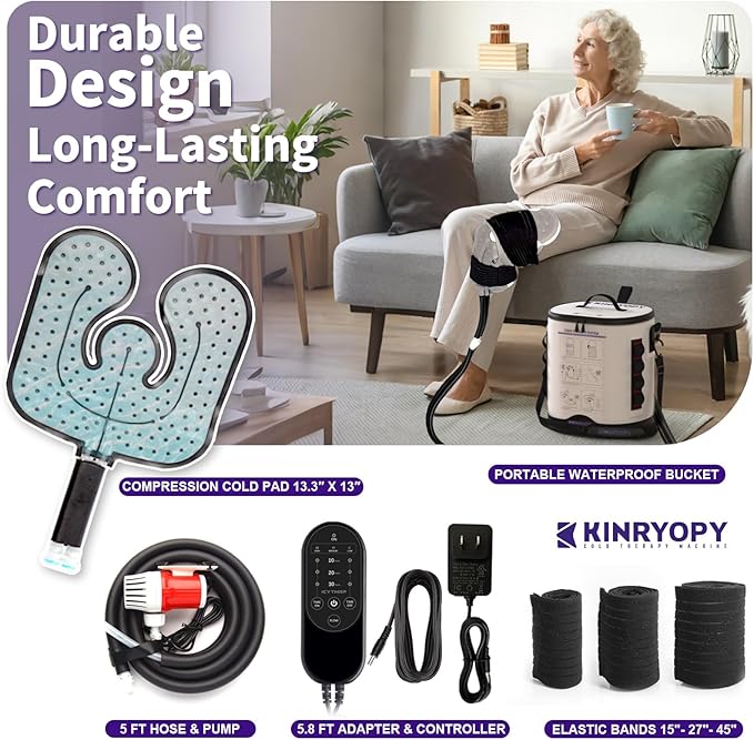 Cold Therapy Machine with Programmable Timer, Portable Ice Machine for Knee After Surgery (Small Pad+Machine)