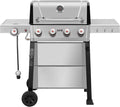 All Stainless Steel 4+1 Burner Gas BBQ Grill, Outdoor Propane Grill with Premium Enameled Coated Chamber Body & Porcelain-Enameled Cast lron Grates, 48,000 BTU
