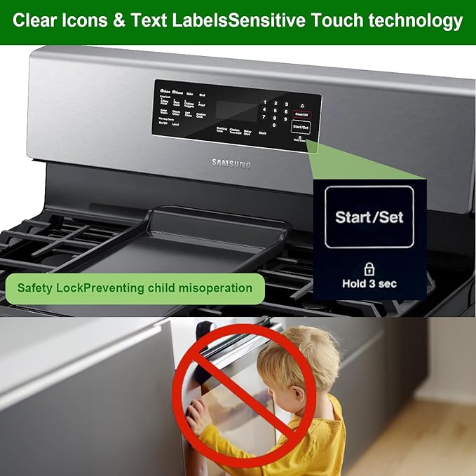 DG34-00020A Range Membrane Switch Touchpad Overlay-Compatible with Samsung Stove/Oven,Replaces AP5623392,PS4240764,NE594R0ABSR,NE59J3420SS,NE59J3420SB, NE59J3421SS,NE595R0ABSR-Touch Panel