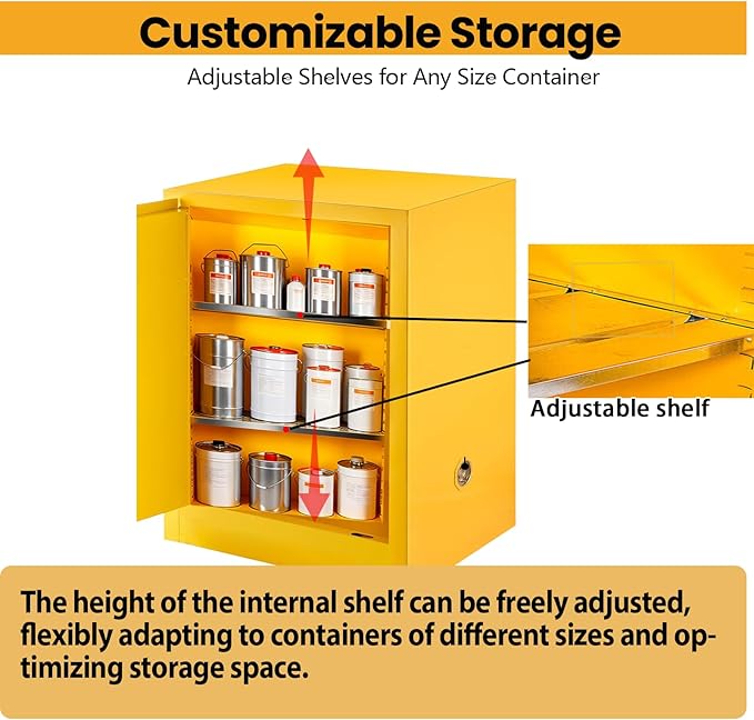 Flammable Cabinet - 21" D * 21" W * 26''H, Adjustable Shelf Height Flammable Storage Cabinet for Industrial Commercial and Home