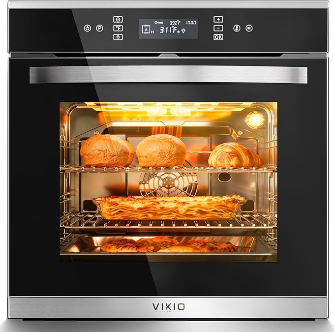 24 inch Electric Single Wall Oven, 2.83 Cu.Ft (80L) Wall Oven, Touch Control Built in Oven, 11 Cooking Functions with Safety Lock, 240V 3220W