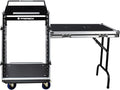 PRORECK 16U Rack/Road Case with Slant Mixer Top, One Side Table and Casters, 20'' Rackable Depth, Plywood, 16U Installation Size, Pro Stage Performance