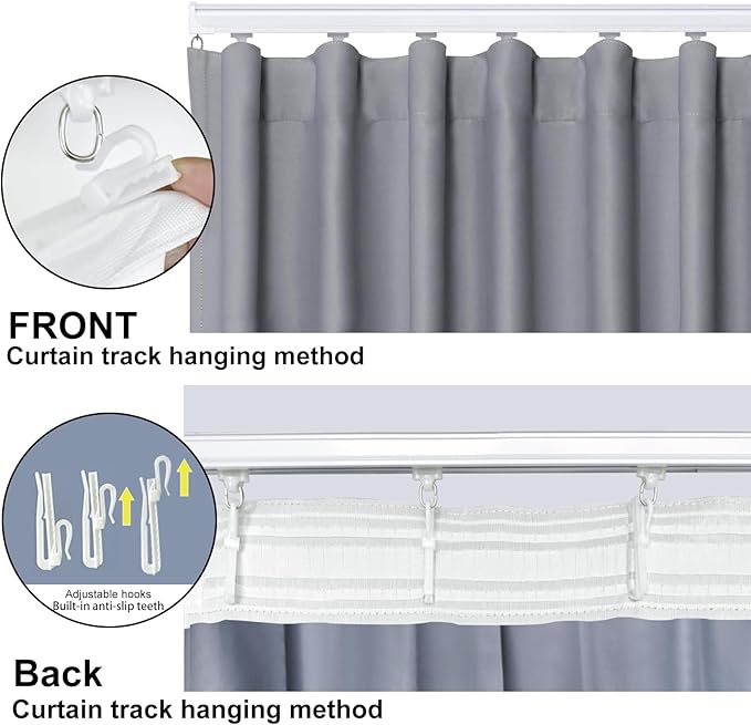 Room Divider Blackout Curtain Track Curtains Wall Dividers Panels Screen for Living Rooms Bedroom Office Privacy Partition Separation, W120 × L84 Inch,1 Panel, Light Grey