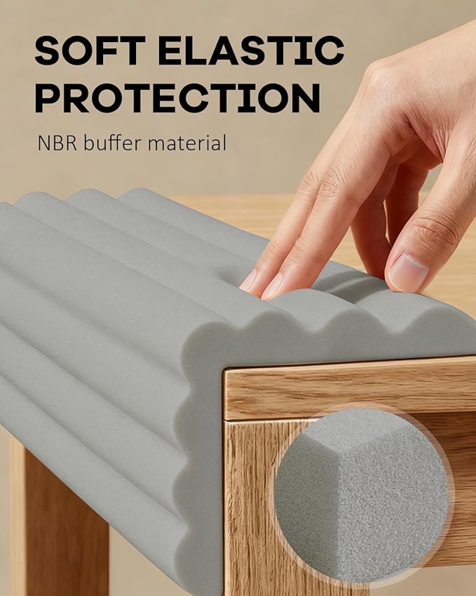 Edge and Corner Guards with Strong Adhesive Extra Thick Baby Proofing Furniture Protector for Table Desk Bed Cabinets Child Safety for Home and Nursery (Grey, 6.56 Feet)