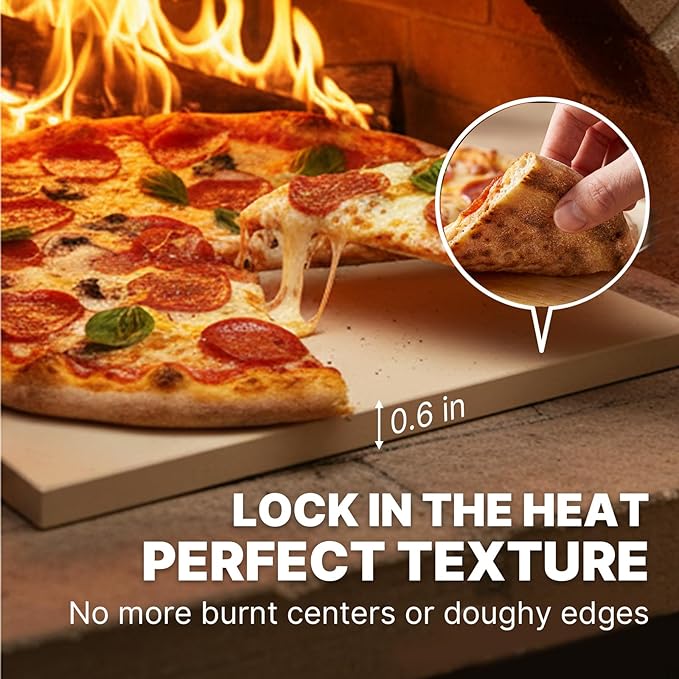 15"x12" Rectangular Pizza Stone for Oven, Grill & Camping, Cordierite Baking Stone with High Heat Resistance