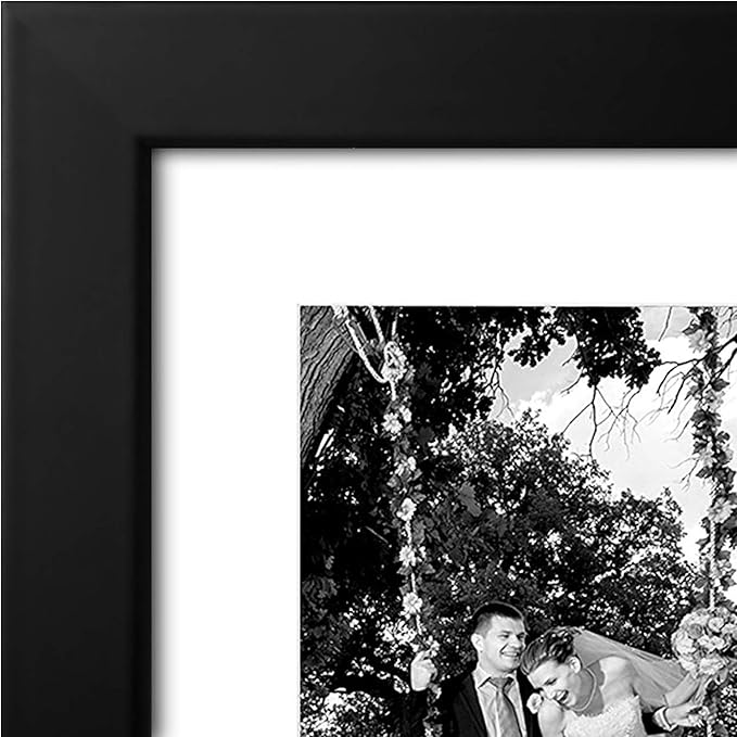 Americanflat 12x16 Picture Frame with Shatter-Resistant Glass - Use as 8x12 Frame with Mat or Display 12x16 Photo Without Mat - Signature Collection - Picture Frames for Wall Display - Black