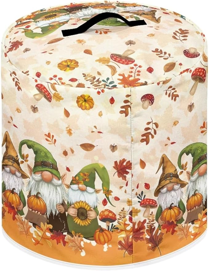Insulated Pressure Cooker Cover Rice Cooker, Air Fryer and Crock Pot, 3 Qt Dust Cover with Pocket Thanksgiving Day Decor Gnome Maple Leaf