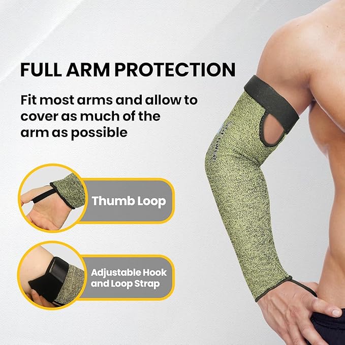 Schwer 100 Pairs CORE Arm Protection Sleeves S081, ANSI A5 Cut Resistant Sleeves with Thumbhole, Non-PFAS Flame Resistant Welding Sleeve for Work Kitchen, Farmer Sleeve for Gardening Arm Guards