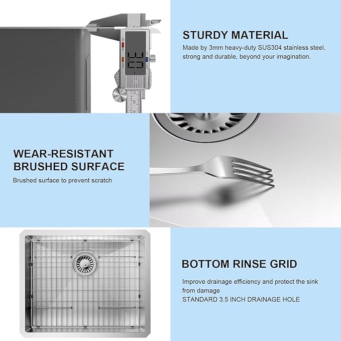 30-Inch Drop in Kitchen Sink Handmade Topmount 16 Gauge 304 Stainless Steel Single Bowl Kitchen Workstation Sink in 10-inch-Depth 30"x22"x10"