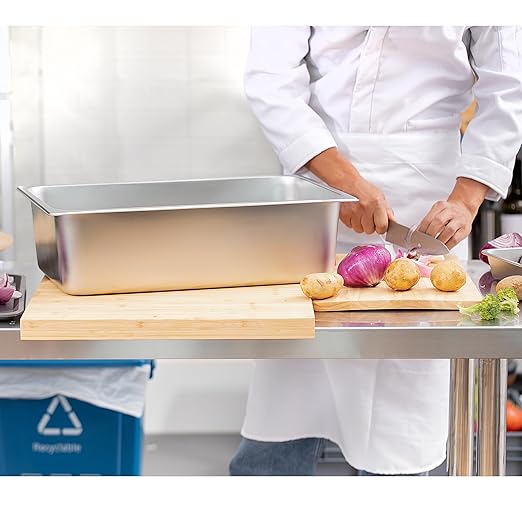 EGGKITPO Stainless Steel Pan 6-Pack 6 Inch Deep Full Size Pans Catering Storage Metal Food Pan Commercial Steamer pan Food Catering Trays for Hotel Steam Table Tray for Food Warmer