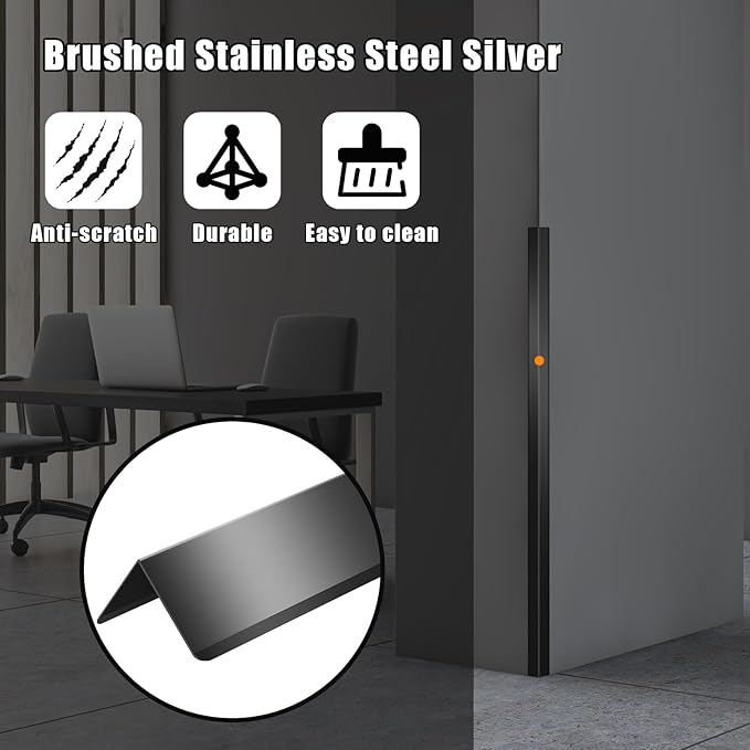 Black Stainless Steel Wall Corner Guard 2 x 2 x 48 inch 6 Pcs,304 Steel Corner Trim,Metal Wall Corner Protection Guards with 90-Degree Angle for Wall Protection and Decoration.