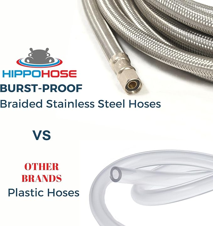 LONG Refrigerator Hose (30 FT) - Universal Fit to ALL Refrigerator Brands - Icemaker Water Supply Line - ¼” x ¼” Connections - Refrigerator Supply Hose for Ice & Water