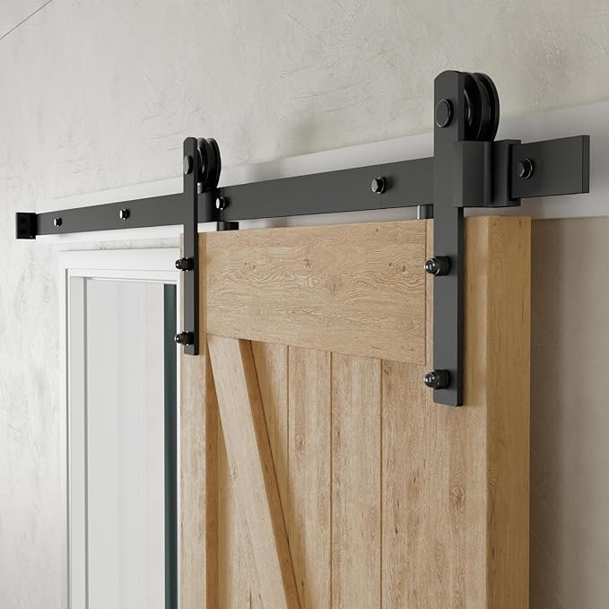 CCJH 6.6 Feet Heavy Duty Sturdy Sliding Barn Door Hardware Kit -Smoothly and Quietly -Easy to Install Fit 36"-40 Wide Door Panel (I Shape Hanger)