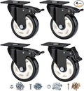 Heavy Duty Locking Caster Wheels with Brake, Non-Marking Swivel Casters Set for Cart & Furniture, 4 Inch Set of 4 / Black
