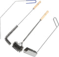 4 Pcs Fryer Cleaning Tools, L Shaped Stainless Steel Bristles Fryer Deep Cleaning Brush, Deep Fryer Crumb Scoop, Fryer Deep Cleanout Rod, Long Handle Fryer Basket Brush for Restaurant Air Fryer