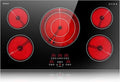 Karinear Electric Cooktop 36 Inch, Upgrade Sensor Touch 5 Burners Electric Stove Top, Built-in Ceramic Cooktop, Pause, Timer, Safety Lock, Triple Ring Expandable Burner,9400W, 220V