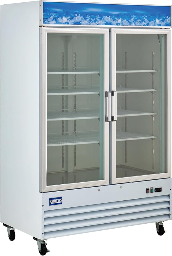 Kratos Commercial Freezer Display Merchandiser - 2 Self Closing Swing Doors, 53" W, White (67K-228)