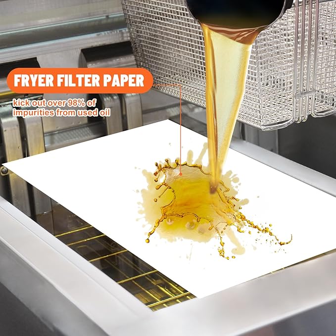 100 Pcs Filter Fryer Paper 16.5 x 25.5 Inch Fryer Paper Filter Sheets for Restaurant Food Truck Food Stand Oil Filtration