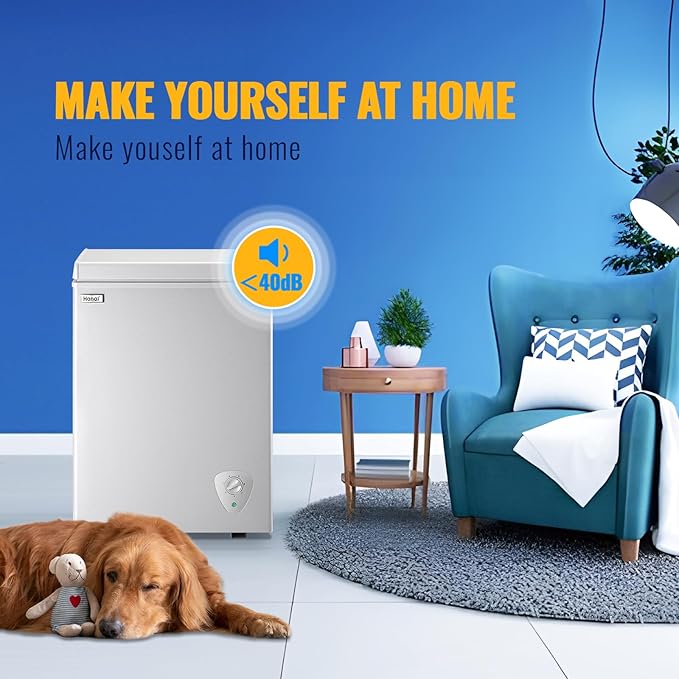 Chest Freezer 3.5 cu ft Small Deep Freezer Mini Freezers Free-Standing Top Door Freezer Removable Basket and Adjustable 7 Thermostat for Garage Apartment Kitchen White