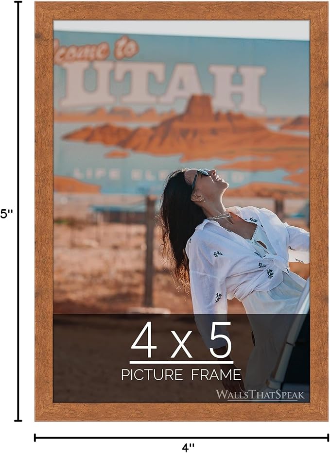 wallsthatspeak 4x5 Light Walnut Rustic Pine Picture Frame for Puzzles Posters Photos or Artwork