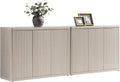 SICOTAS Buffet Cabinet with Storage Accent Sideboard with 6 Doors Modern 93.2" Credenza Fluted Buffet Table Media Console Cabinet Entryway Cabinets for Living Room Kitchen Dining Room Hallway