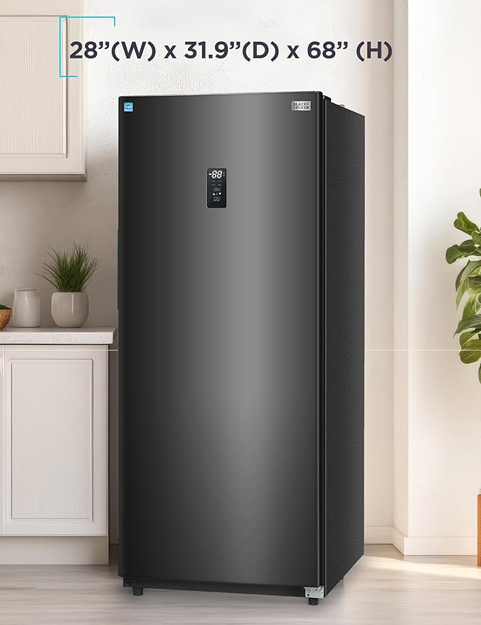 BLACK+DECKER 17 Cu. Ft. Convertible Freezer Refrigerator, Upright Freezer with Glass Shelves, ENERGY STAR rated, Frost Free, BUC1700XB, Black
