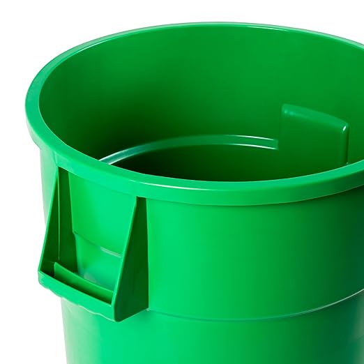 PRO&Family Commercial Round Trash Can, Ingredient Bin, Heavy-Duty Plastic, Anti-Static, Kitchen, Office, Outdoor Use (Green, 44 Gallon)