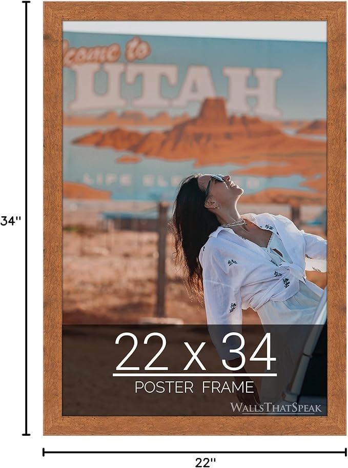 wallsthatspeak 22x34 Light Walnut Rustic Pine Picture Frame for Puzzles Posters Photos or Artwork