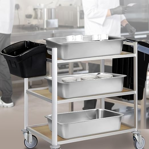 4 Pack Stainless Steel Commercial Bus Tubs Food Grade Meat Processing Tubs Lug Wash Basin Tote Box for Dishwashing, Kitchen, Restaurant, Utility (32 L)