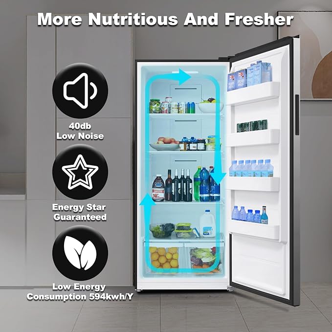 SMETA Freezer Upright Convertible Refrigerator 21 Cu. Ft, Frost Free Stand Up Freezers, Garage Ready, Energy Saving Freezerless Refrigerator Full Size All Refrigerator for Kitchen, Home, Office