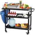 TOLEAD Outdoor Grill Cart, Grill Tables for Outside, Grill Carts Outdoor with Wheels, BBQ Cart Outdoor Prep Table, Pizza Oven Table for Outside, Griddle, Patio