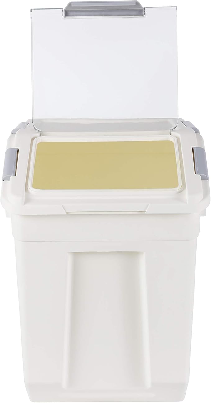 EonTone Pack-2 Bulk Large Sealed Flour Storage Container 25 Liters (30 lbs) with Lockable Lid Wheels and Measuring Cup BPA-Free Food Dispenser