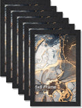 Engineered Wood 5x8 Picture Frame Set of 6, Black Frame for 5 x 8 Inch Picture Poster Photo, Light Weight 5 by 8 Frame with Wood-grain for Wall - 6 Pack/Black/5"x8"