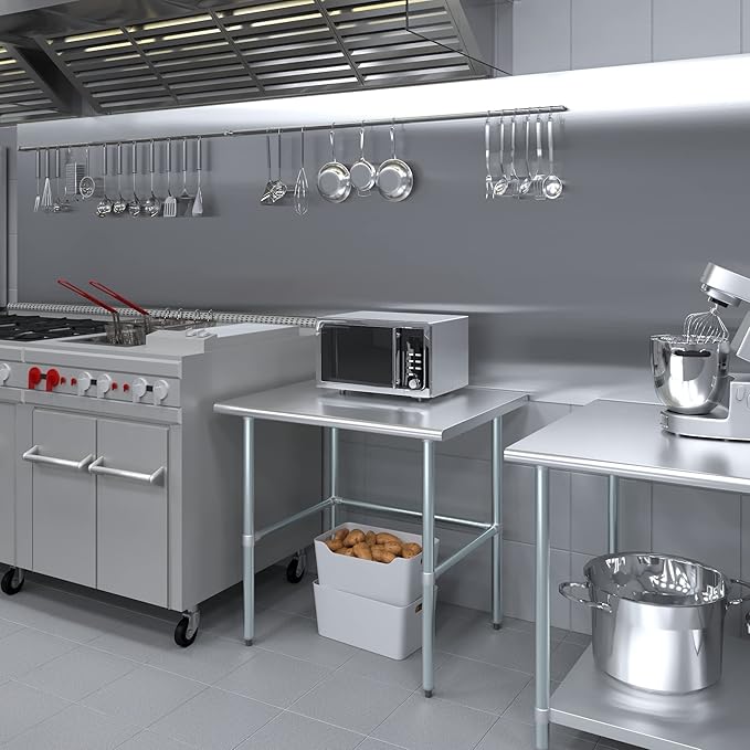 AmGood Stainless Steel Work Table Open Base | NSF Kitchen Island Food Prep | Laundry Garage Utility Bench (36" Long X 30" Deep)