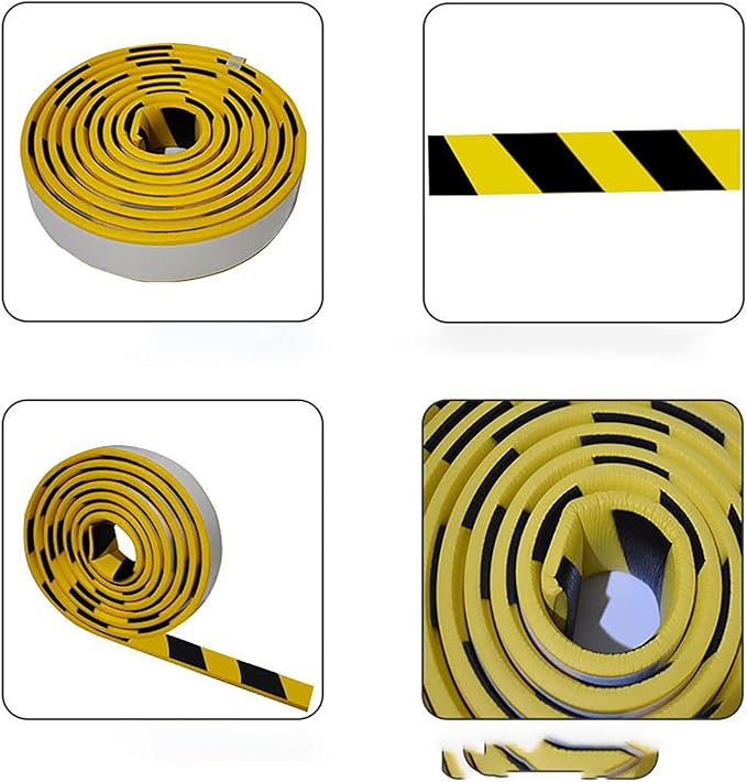 Heavy Duty Wall & Corner Guards 5m Corrugated Self-Adhesive NBR Rubber Protection with Yellow/Black Stripes for Parking Columns & Garage Safety(5PCS,10 cm)
