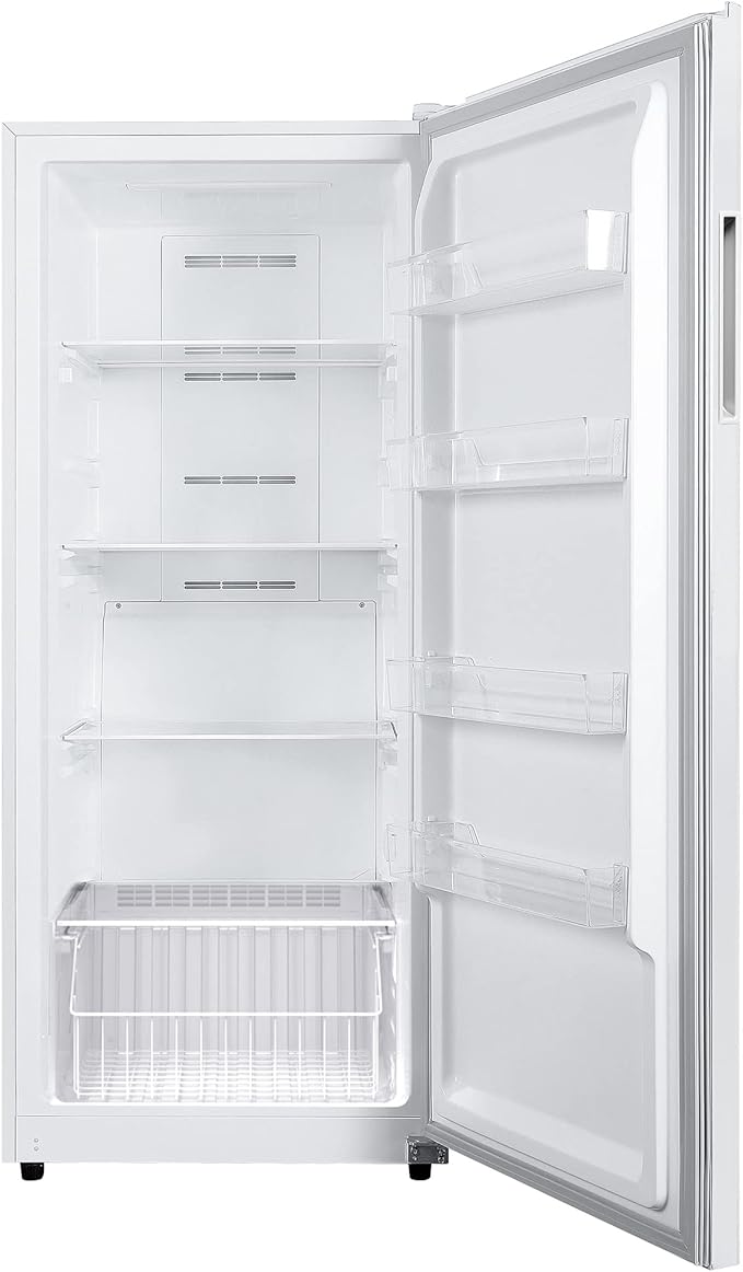 Hamilton Beach 17 cu ft Upright CONVERTIBLE Fridge/Freezer-Frost Free-Reversible Door-Removable Glass Shelves-LED Interior Light- Electronic Temperature Control, Energy Efficient, White, 17 cu. ft.