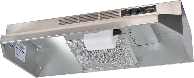 BROAN F403004 Broan(R) 30-Inch Convertible Under-Cabinet Range Hood, 160 CFM, Stainless Steel