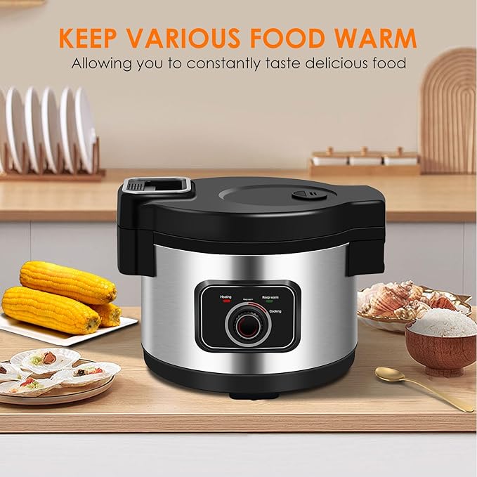 Commercial Rice Cooker 13L Large Rice Cooker 50Cup(Cooked)/25Cup (Uncooked), 1850W Rice Cooker for Restaurant Canteen Party Commercial Rice Warmer for 24H