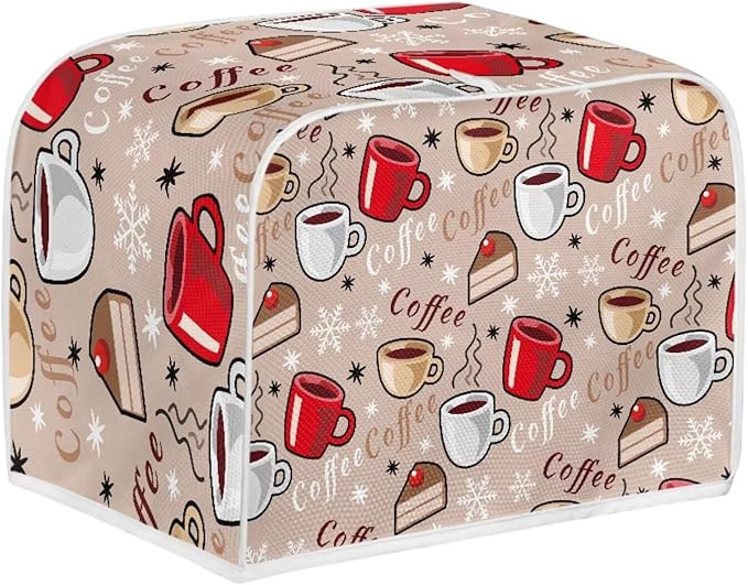 Coffee Snowflake Print Toaster 2 Slice Cover Kitchen Accessories Decor Bread Maker Dustproof Fingerprint Protectors