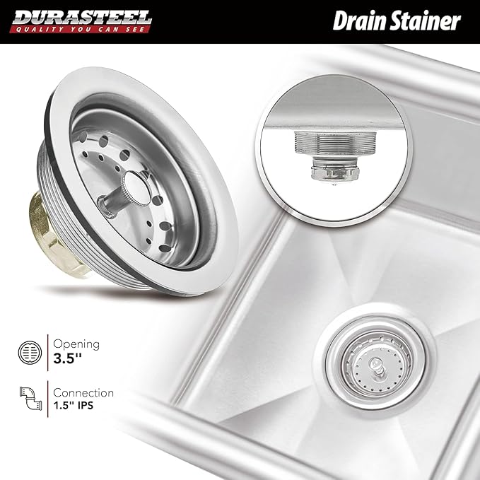 DuraSteel 304 Stainless Steel Utility Sink - 18 Inch Freestanding Prep Sink with Faucet - Dual CEC & NSF Certified Wash Station for Kitchen, Laundry, Garage & Restaurant