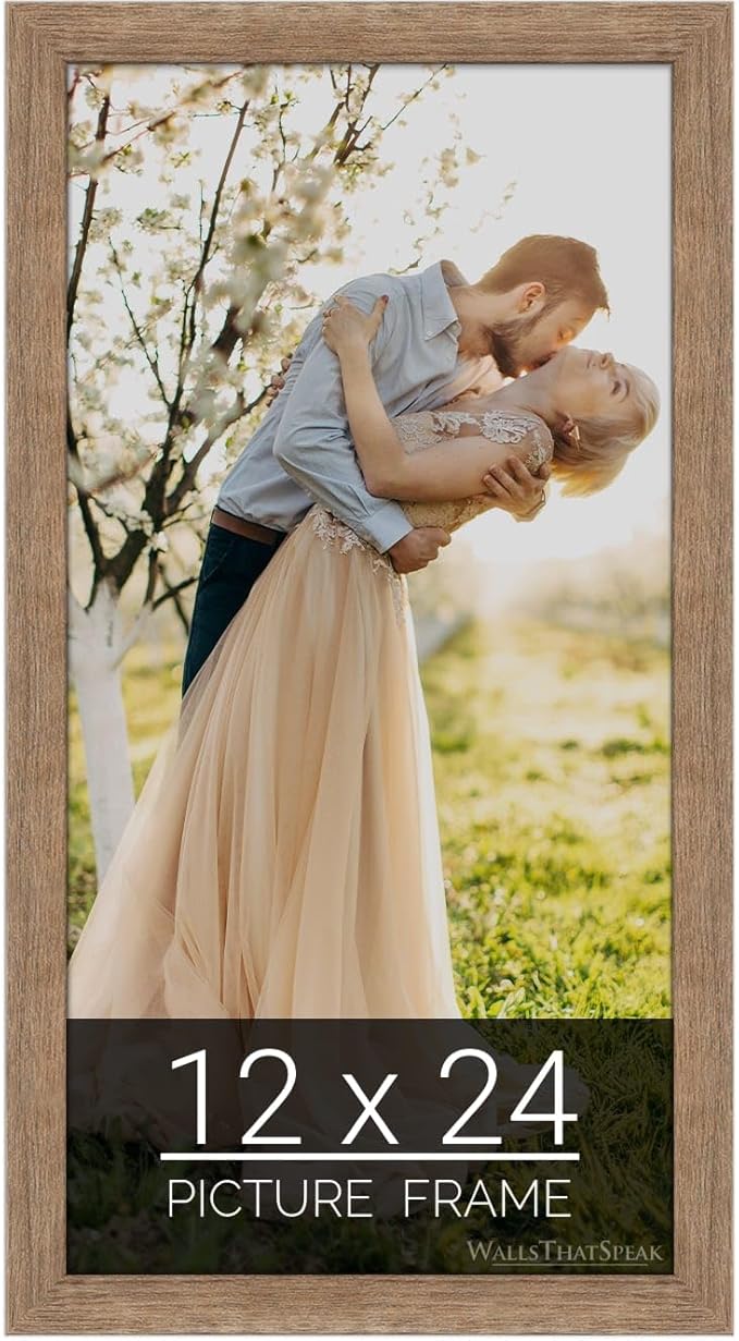 wallsthatspeak 12x24 Brown Barnwood Picture Frame for Puzzles Posters Photos or Artwork