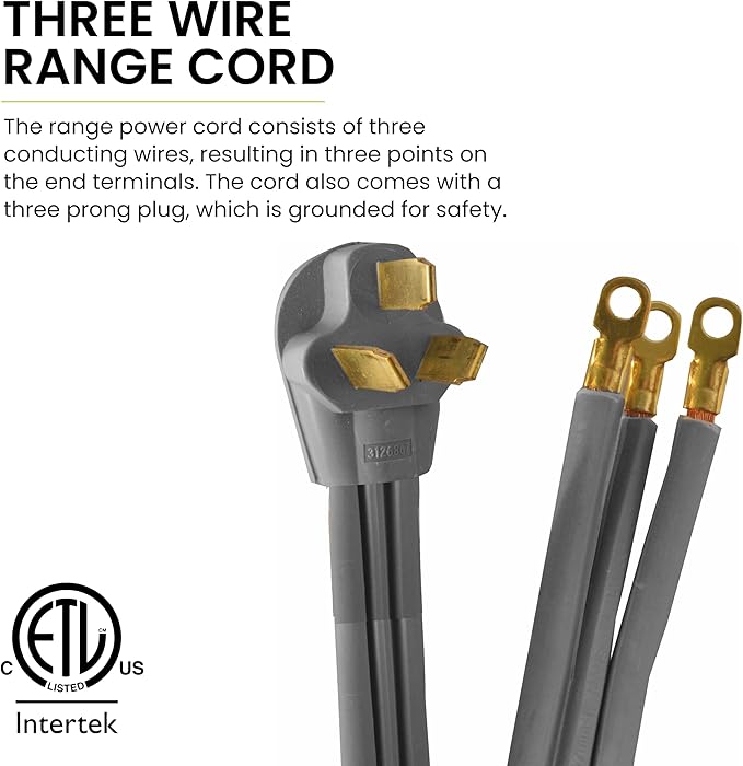 GoGreen Power GG-27006 6' 3 Wire Range Cord, 50 Amp