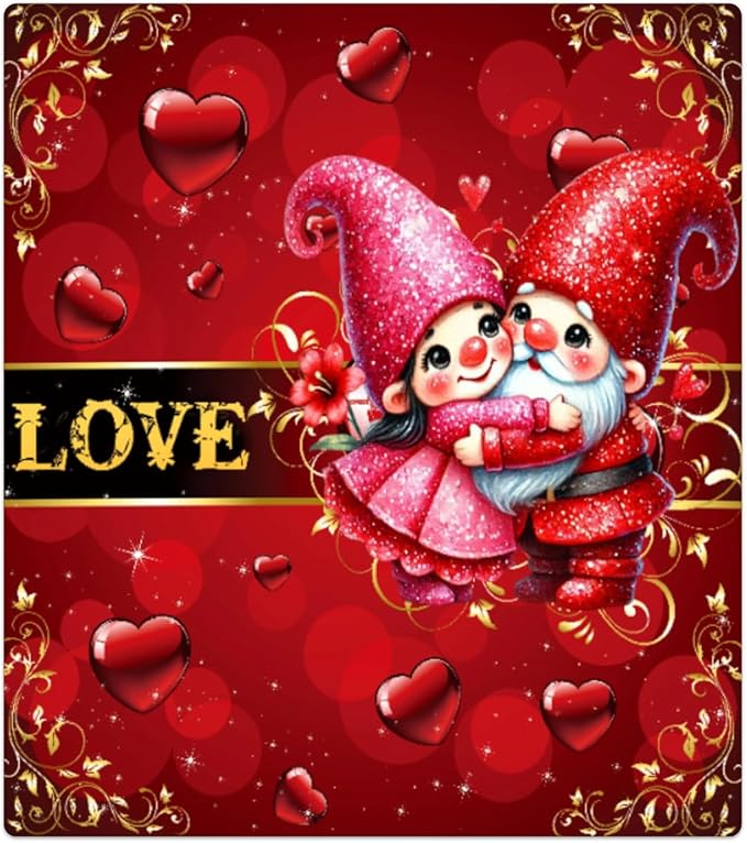 Gnomes Valentine Couple Dishwasher Magnet Cover Front Dishwasher Cover Decor Reusable Magnetic Door Cover Panel Decal Home Appliances Stickers Kitchen Refrigerator Fridge 23"x26"