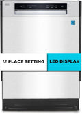 BLACK+DECKER 24" Built-In Dishwasher, 12-Place Setting Capacity with Stainless Steel Tub, Dish Washer with 5 Wash Programs and Smart Wash Cycle, ENERGY STAR Certified, BDW100MS, Stainless Steel