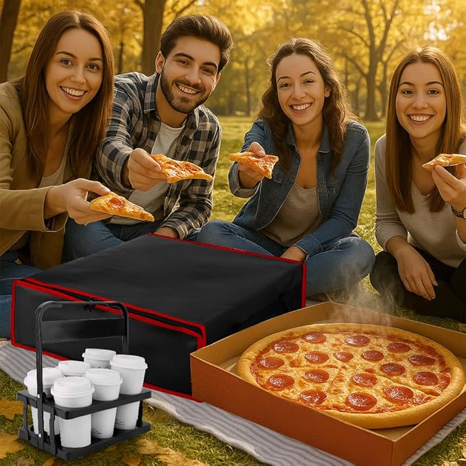 Bodaon Insulated Bag-Pizza Bags for Delivery & Plastic Portable Drink Carrier，20"x 20"x 6" ermicas/Warming/Heat Carrying out Insulation Large Bag，Doordash Warmer/Hot Food BCarrier Box, Keeping Cooler